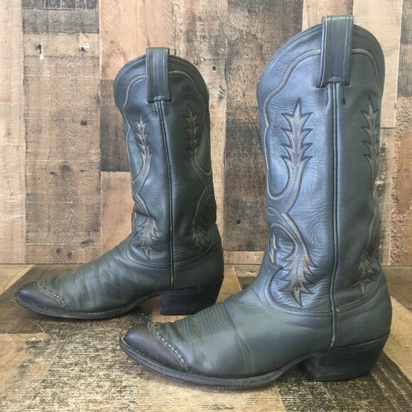 Tony Lama Vintage Gold Label Teju Lizard Wingtip Cowboy Boots Mens 9 D - Picture 10 of 12